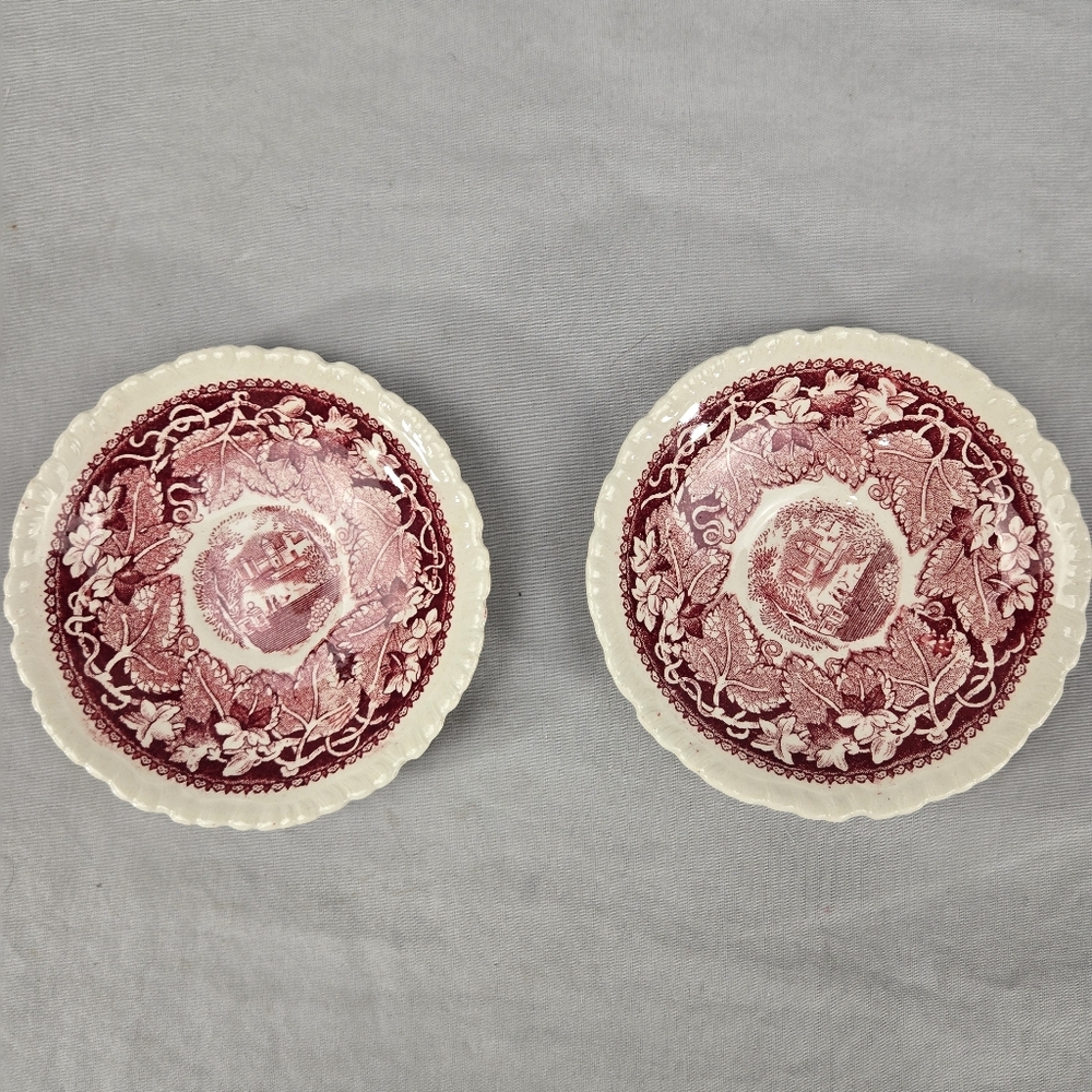 2 Mason's Patent Ironstone China Red Pattern Vista England 5" Saucer Plate